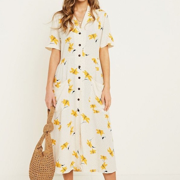 UO Floral Button-Down Midi Dress - Picture 1 of 8